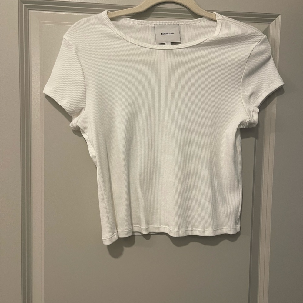 Reformation White T-Shirt Large